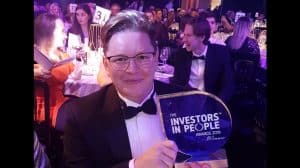 Adam Hutchinson, Gaudio MD, with our Small Business of the Year Award at the 2019 Investors in People Awards